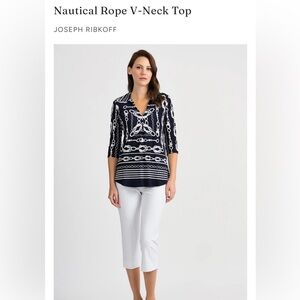 Joseph Ribkoff Navy and White Nautical Blouse